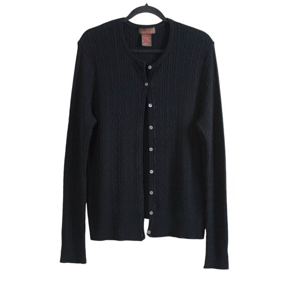 Danier Black Cable Knit Cardigan - Picture 1 of 15